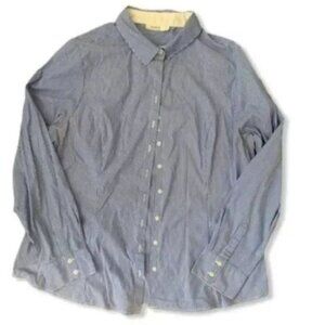 Ricki’s blue white stripe classic button front top size 14
